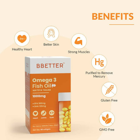 BBetter Omega 3 Fish Oil Capsules for Women & Men
